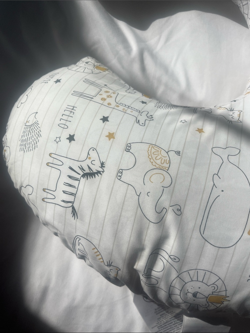 Boppy Nursing Pillow in White with Gray and Gold Animal Print - Picture 8 of 8
